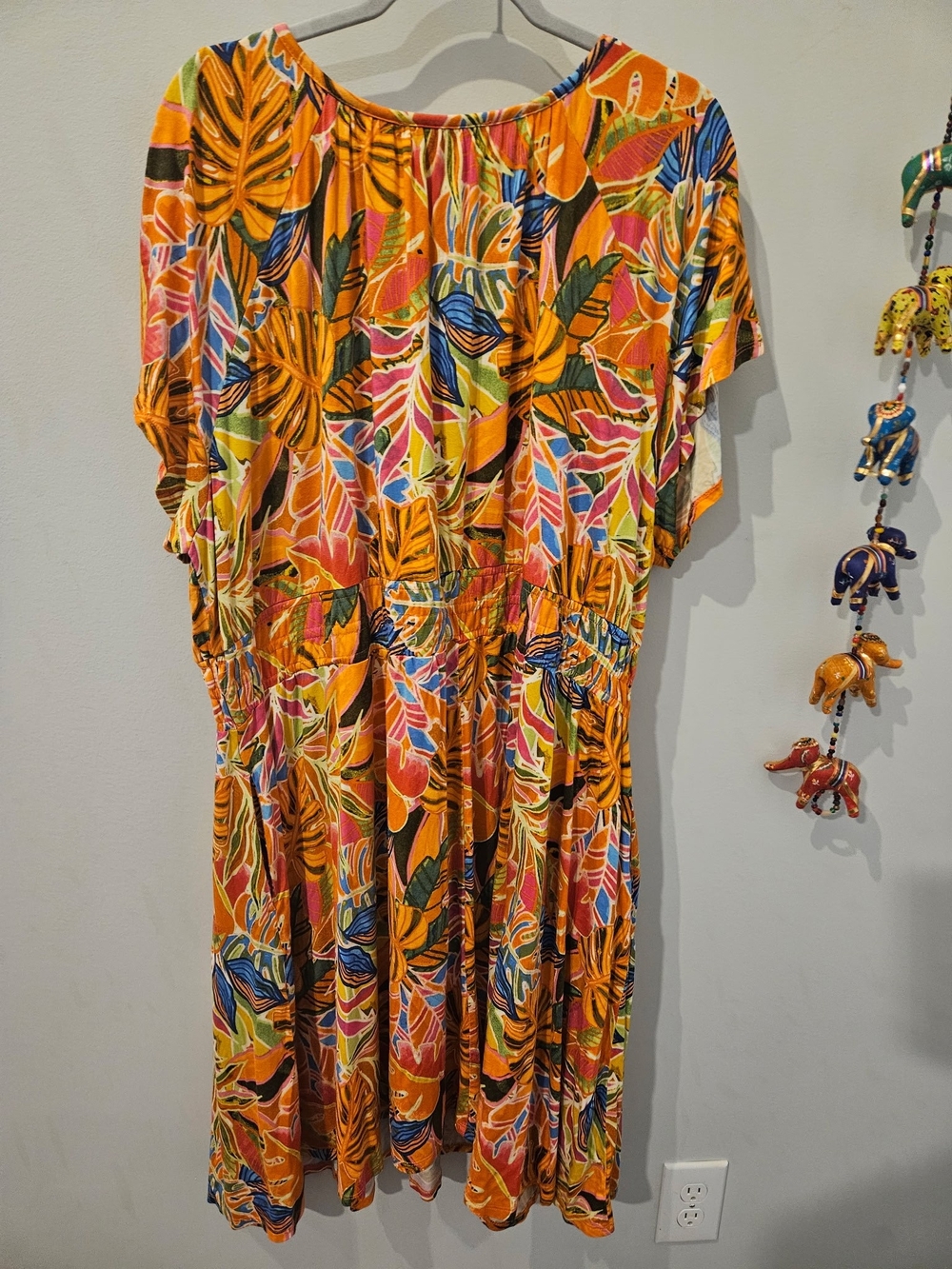 C&C California Pastel Tropical Print Dress - Orange Trim